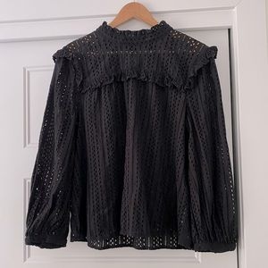 Madewell black eyelet blouse